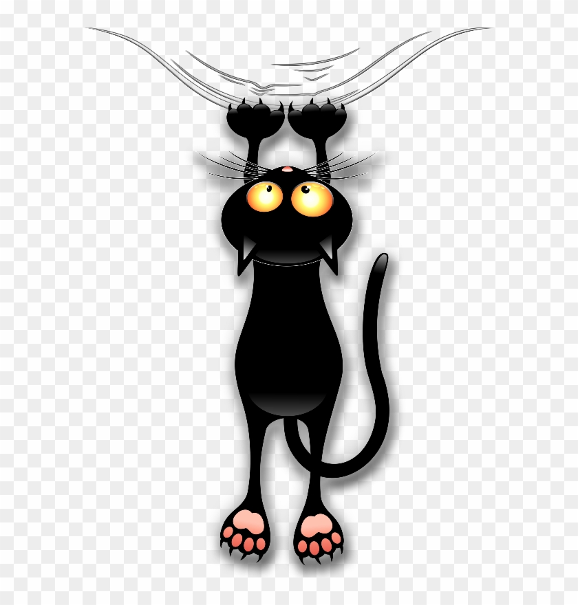 Fun Black Cat Falling - Cat Falling T Shirt Clipart