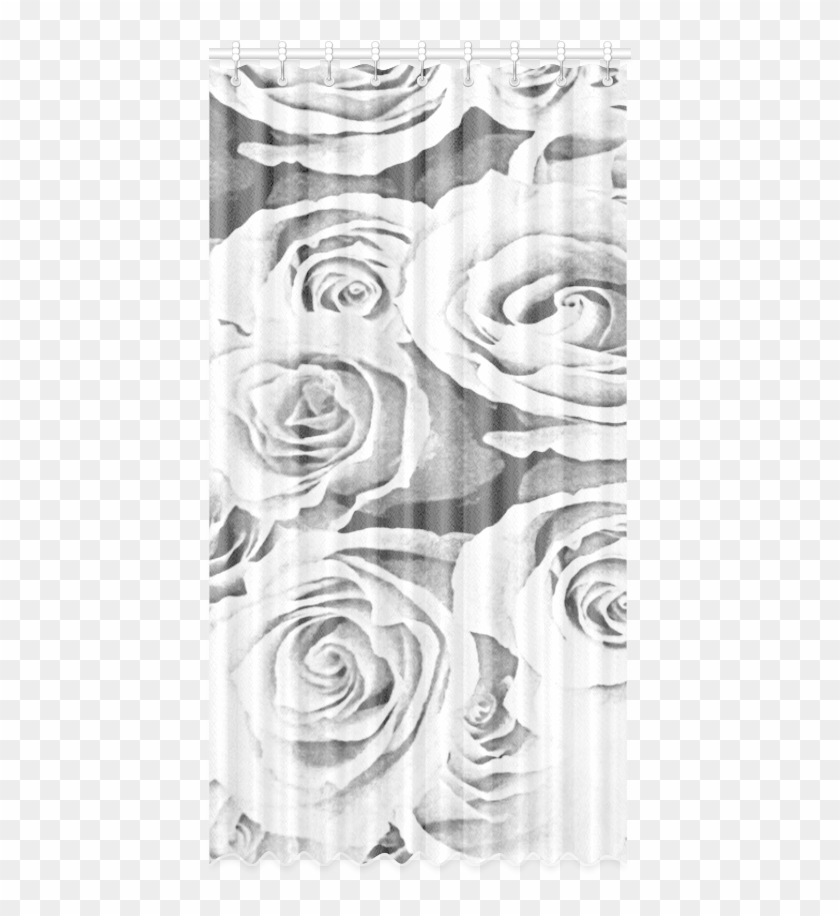 Roses In Black And White Window Curtain - Escenas Para Msn De Colores Clipart