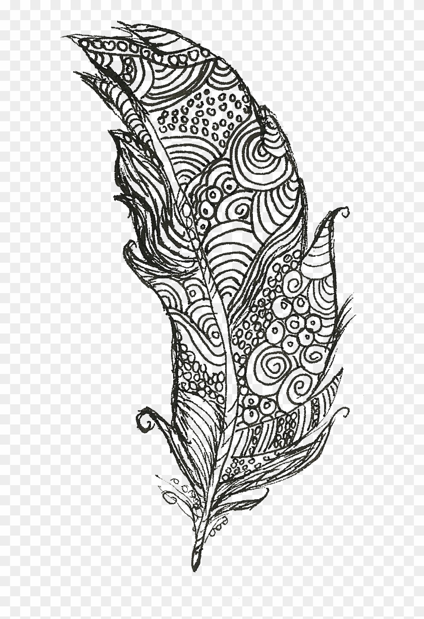 Doodles Hand Lettering - Feather Doodle Art Png Clipart