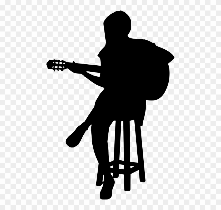 Silhouette, Guitar, Guitarist, Entertainment - Girl Play Guitar Silhouette Clipart
