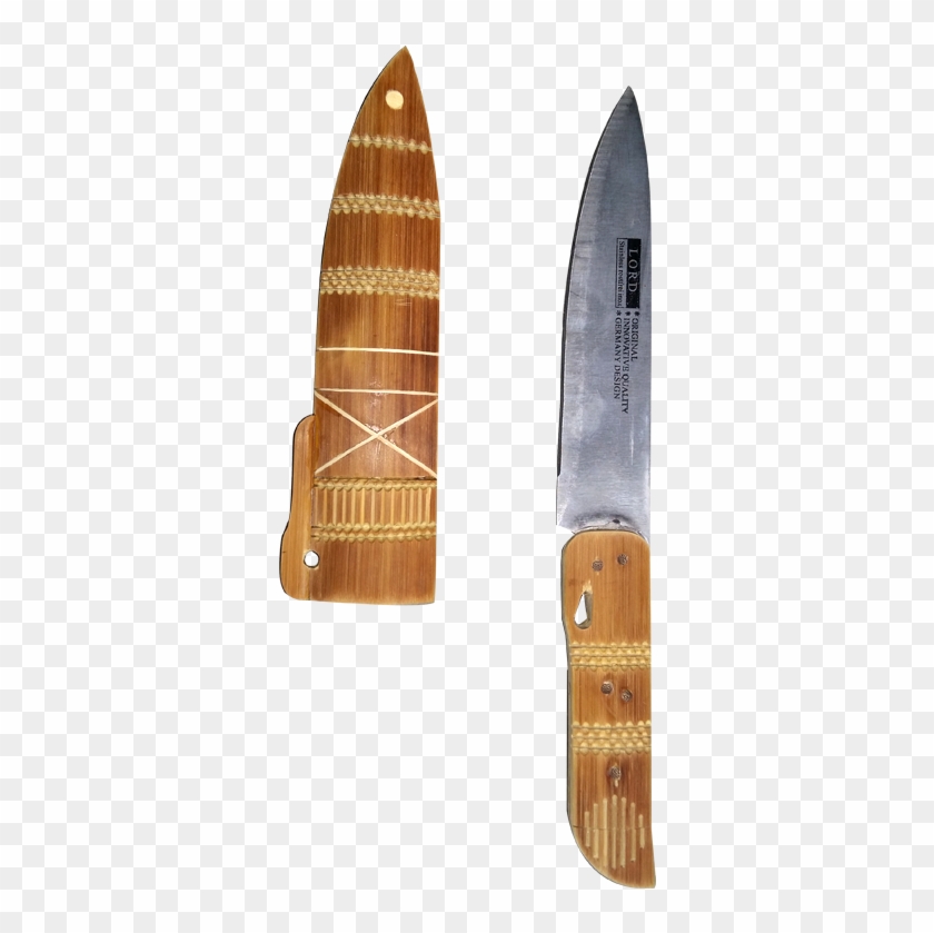 Brown Sharp Edged Bamboo Handle Knife - Throwing Knife Clipart #2745428