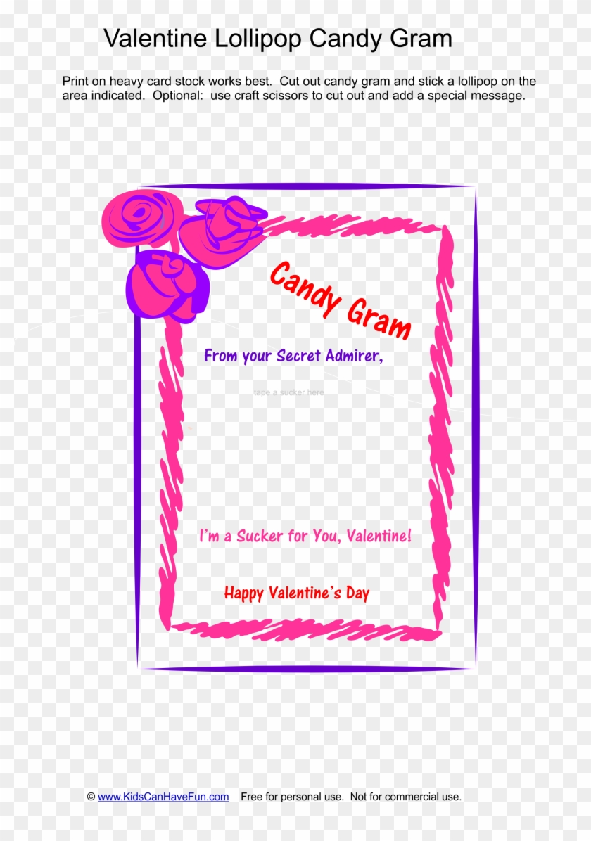 Valentine's Day Lollipop Candy Gram - Valentine's Day Clipart