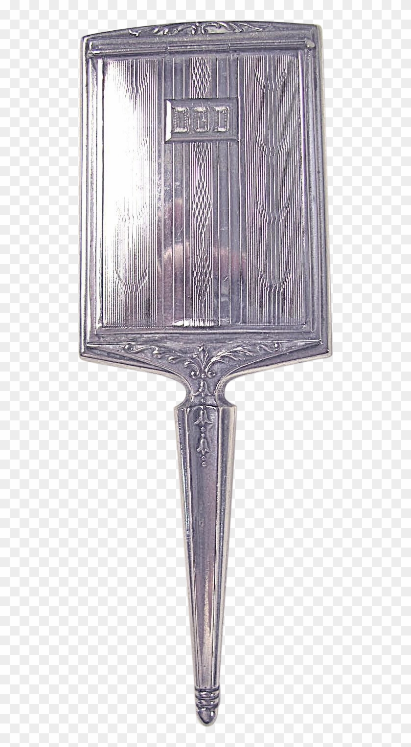 Miniature Vanity Hand Mirror Shaped Compact R & G Silver - Pendulum Clipart