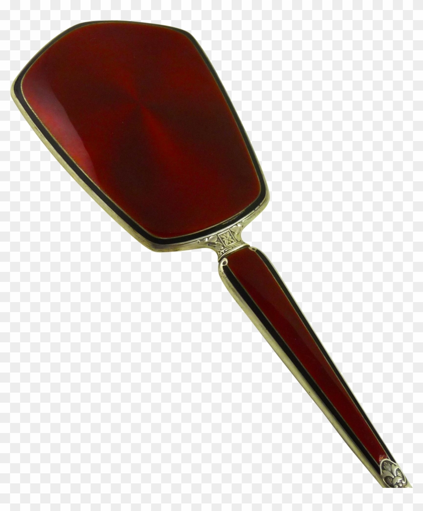 Art Deco Sterling Guilloche Hand Mirror Red Enamel - Rear-view Mirror Clipart #2745867