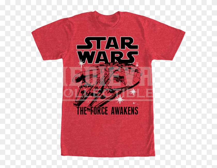 The Force Awakens Millennium Falcon T Shirt - Red Vintage T Shirt Clipart #2747388