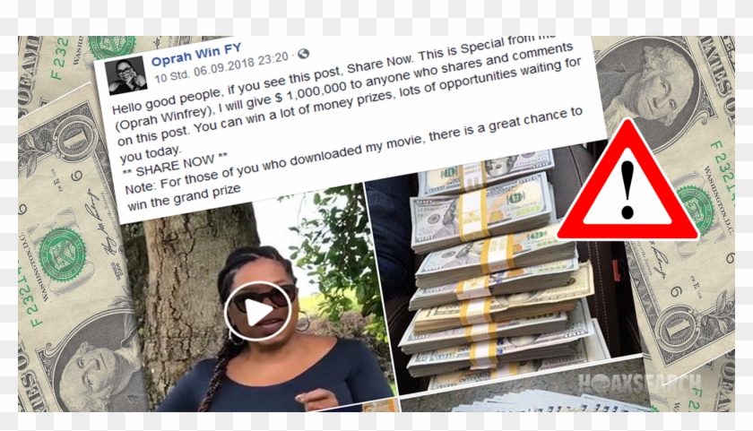 Watch Out For This Fake Oprah Account On Facebook - Dollar Bill Clipart #2748791