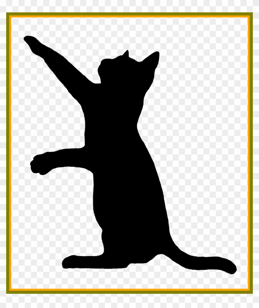 Appealing Silhouette Pencil And In Color Pict - Cat Jumps Clipart