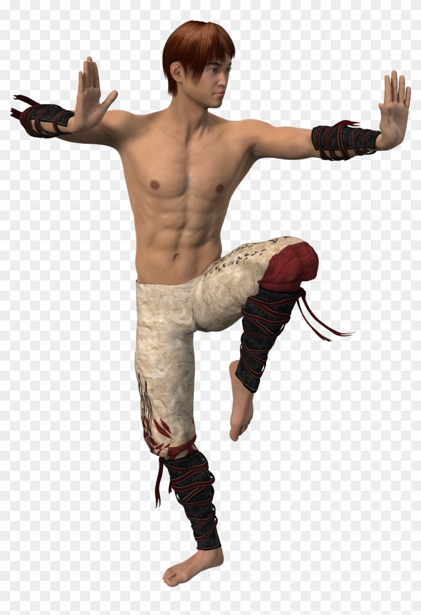Man In Asian Fight Pose - Man Clipart