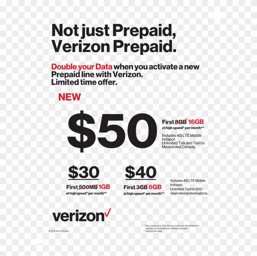 Verizon Prepaid Continues On With Their Double Data - Poster Clipart #2751626