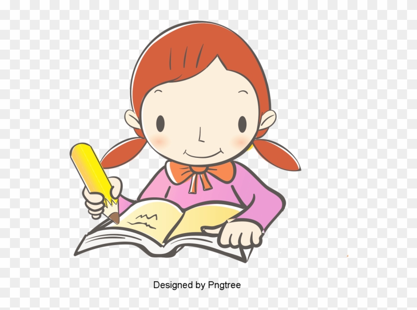 Cartoon Hand-painted Student Learning Design, Cute, - Do Homework Child Clipart - Png Download #2751699