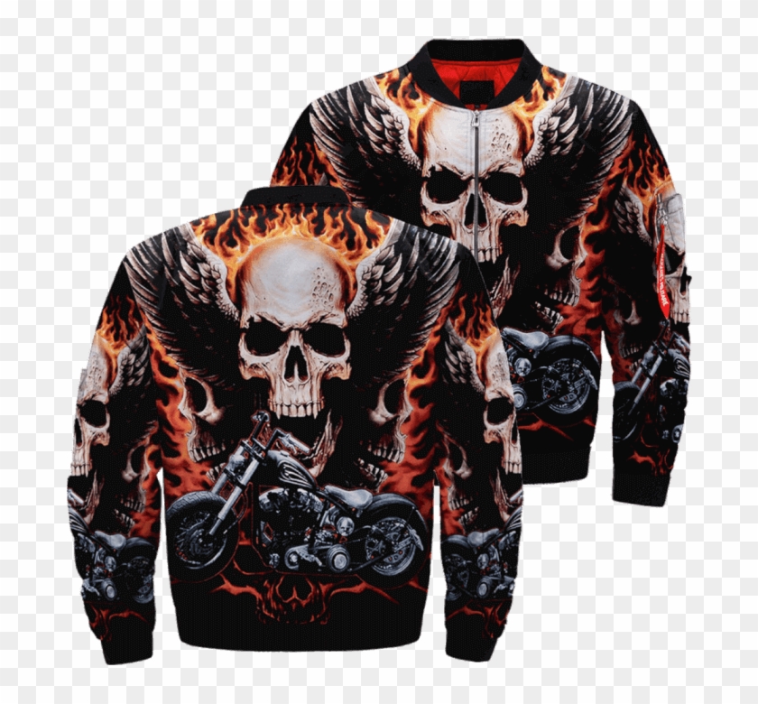 Com Motorcycle Ghost Rider Skull Over Print Jacket - Diamond Painting Skull Clipart