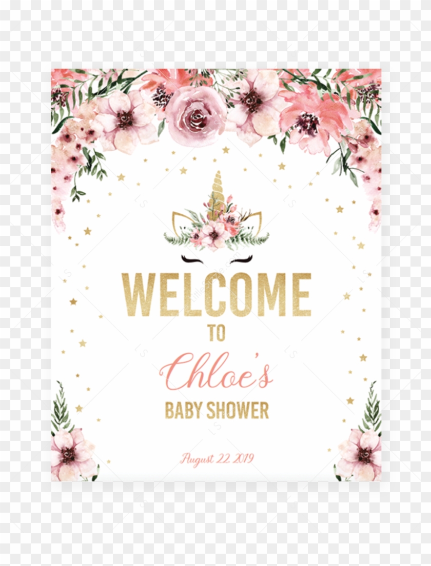 Unicorn Baby Shower Welcome Sign Template By Littlesizzle - Unicorn Themed Baby Shower Games Clipart #2754569