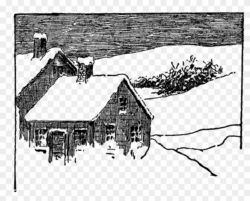 Clip Art Free Stock Visual Arts Winter Clip Art Cottage - Sketch - Png Download