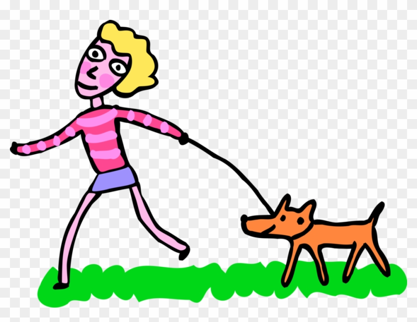 Vector Illustration Of Adolescent Girl Walking Family Clipart