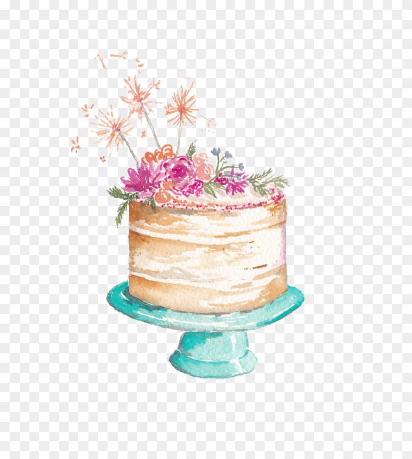 Chalk Cake Png - Transparent Background Watercolor Cake Png Clipart #2761954