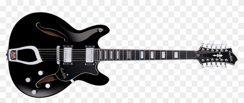 Hagstrom Viking 12 String Deluxe Black Gloss Front - Gibson Les Paul Classic Black Clipart