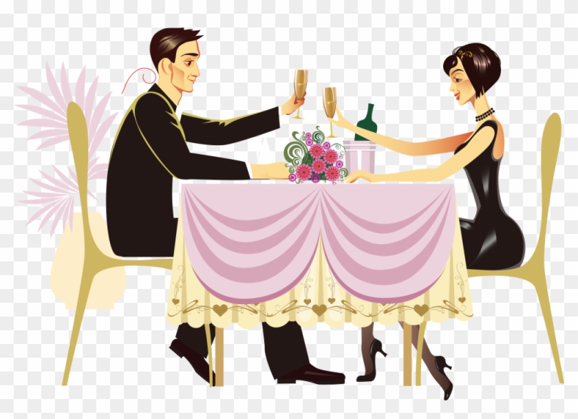 Dinner Couple Cartoon Png - Cena De Navidad En Pareja Dibujo Clipart #2762808
