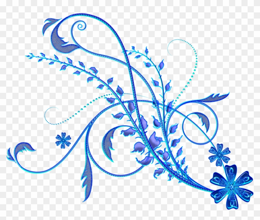 Blue Floral Ornament Png Picture - Blue Flower Design Png Clipart