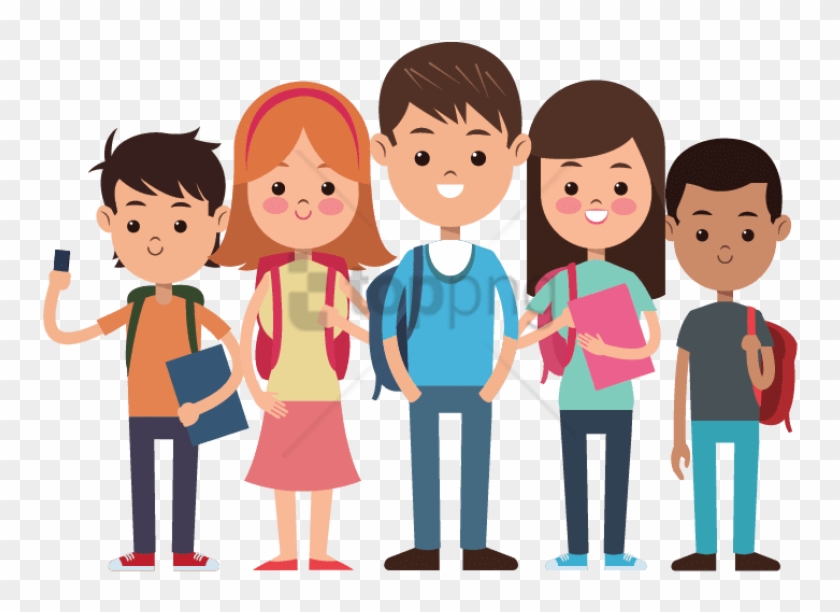 Free Png School Kids Png Png Image With Transparent - Three Boys Two Girls Clipart #2764161