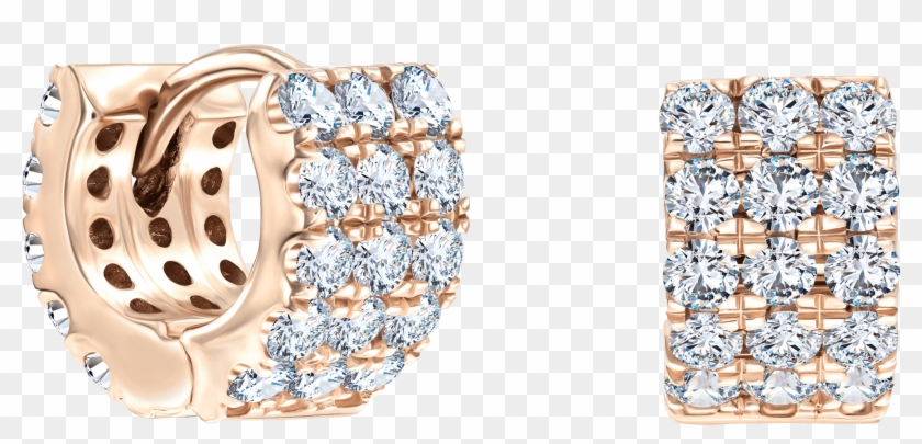H-si Round Brilliant Claw Set Wide Diamond Hoop Earrings - Earrings Clipart