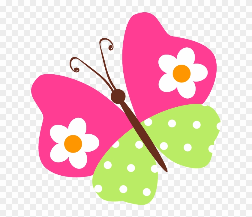 Mariposa Floreada Applique Designs, Applique Patterns, - Borboleta Rosa E Verde Clipart #2765415