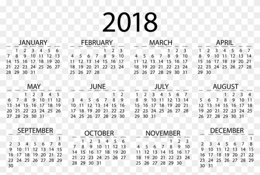 Calendar Png Transparent Images - 2018 Large Print Calendar Clipart