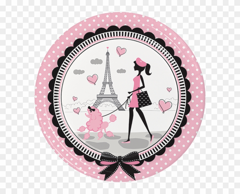 Paris Party Dinner Plates, Little Girl Luncheon Plates, - Paris Party Plates Clipart