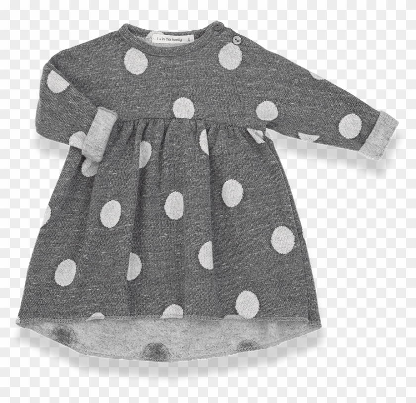 Vera Dress In Anthracite With White Polka Dots - Polka Dot Clipart