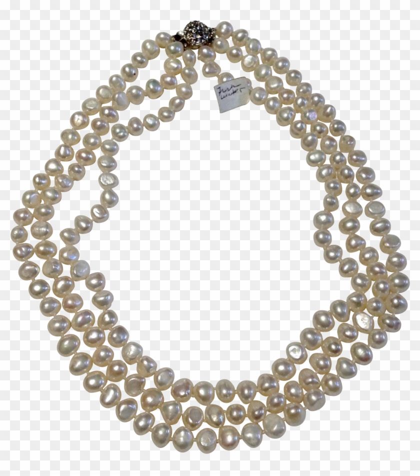 Vintage Triple Strand Cultured Freshwater Potato Shaped - Necklace Clipart