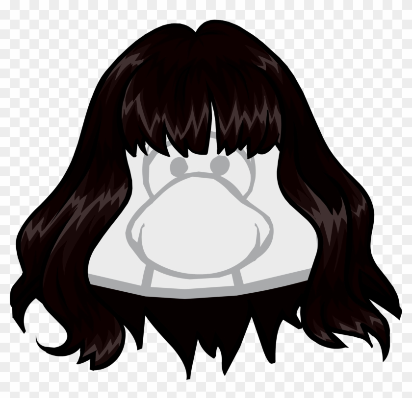 Wig Clipart Hippie Hair - Club Penguin Black Hair - Png Download #2773431