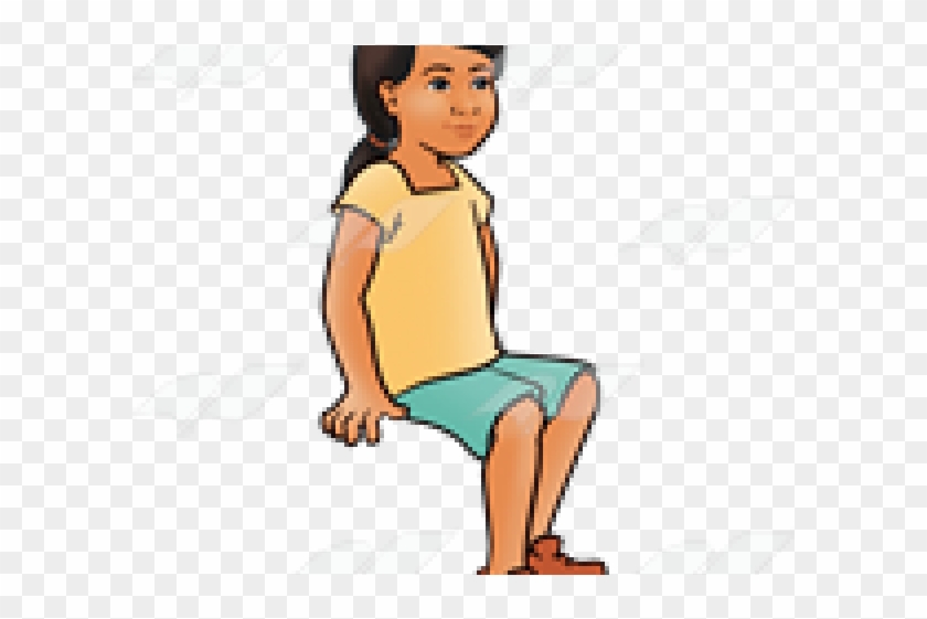 Sitting Clipart Girl - Cartoon - Png Download