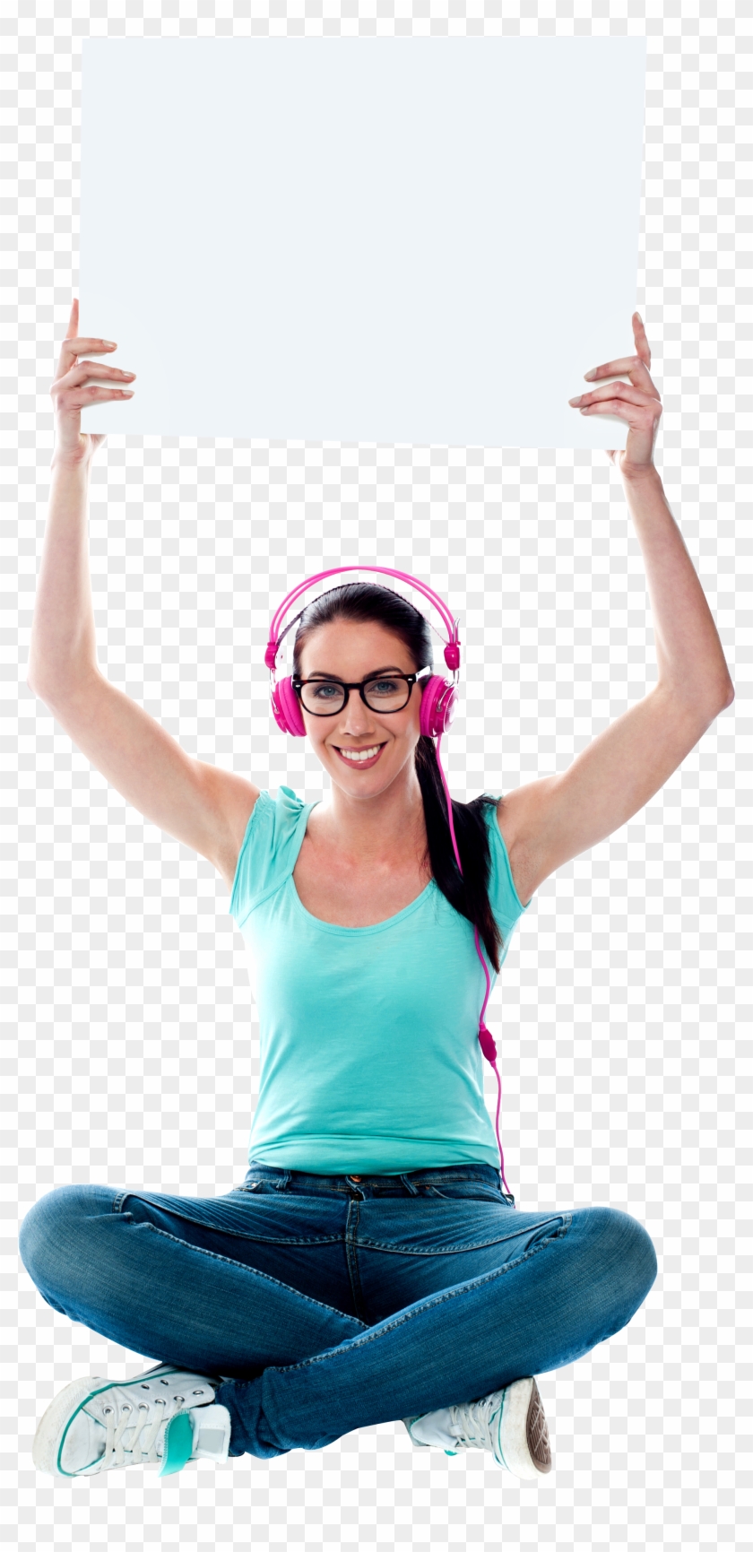 Girl Holding Banner Royalty-free Png - Sitting Clipart #2773945