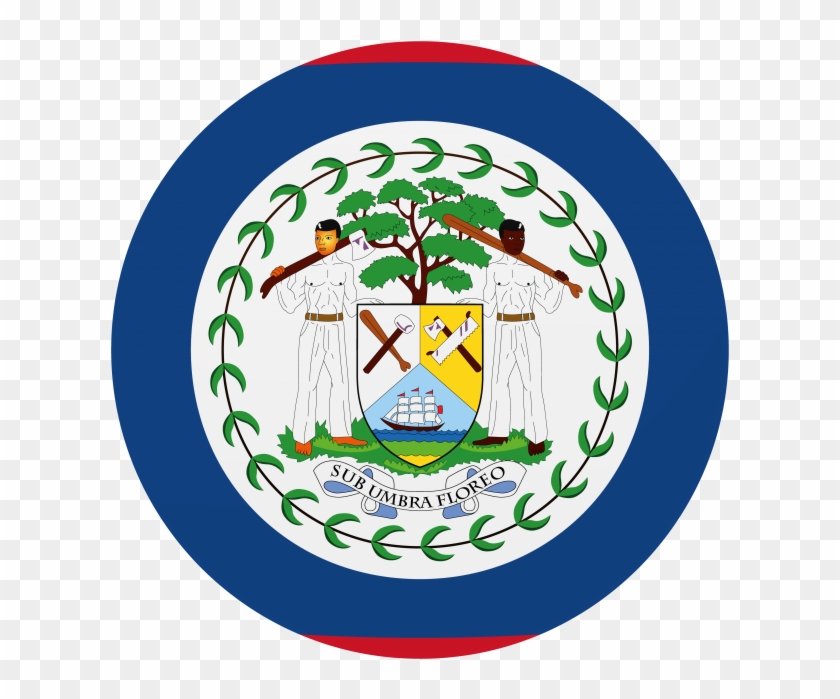 Belize Flag - Red Blue Flag With White Circle Clipart