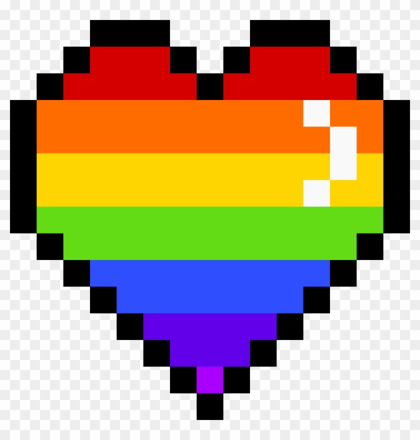 Rainbow Heart - Pixel Art Clipart