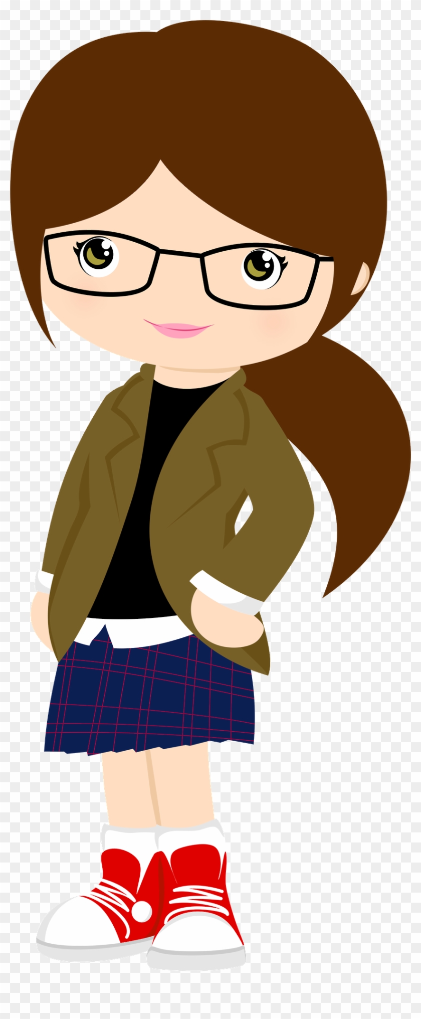 Girl Clipart Glass - Clipart Girl With Glasses - Png Download