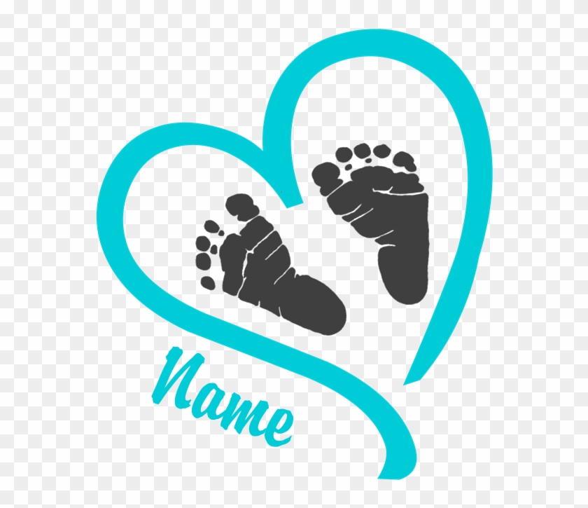 Baby Heart Blue Personalized Shirt - Baby Footprint In Heart Clipart