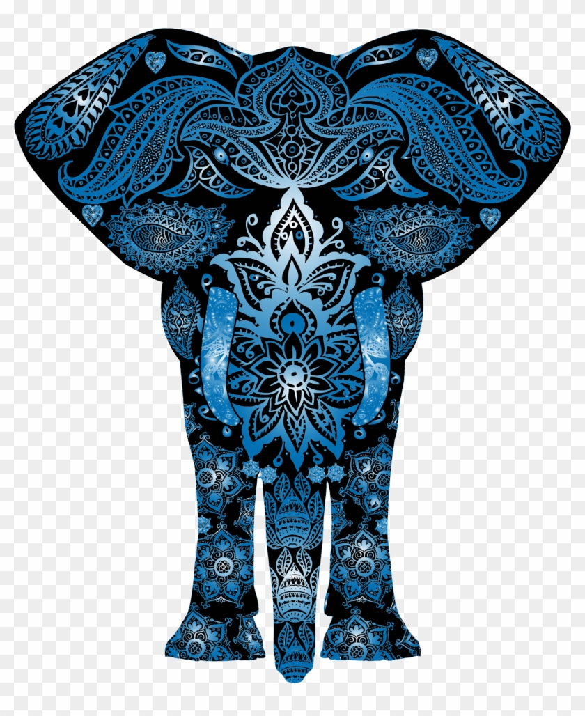 Elephant Clip Art Tribal - Elephants Blue - Png Download