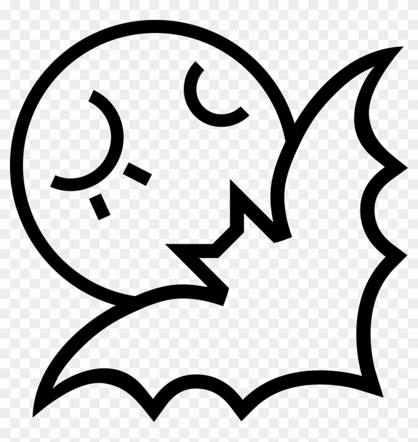 Halloween Full Moon Night And A Bat Outline Svg Png - Ad Villaviciosa De Odon Clipart