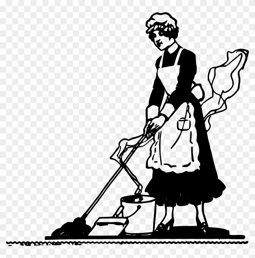 Clipart Free Maid Cleans Big Image Png - Maid Black And White Transparent Png #2779189