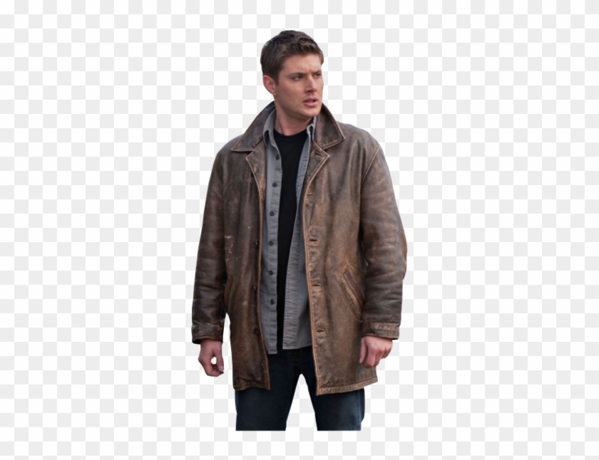 Dean Winchester - Mens Brown Leather Jacket Winter Clipart