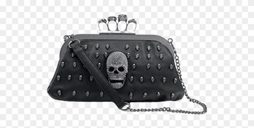Double Trouble Skull Clutch With Brass Knuckle Handle - Skull Purse With Brass Knuckles Clipart