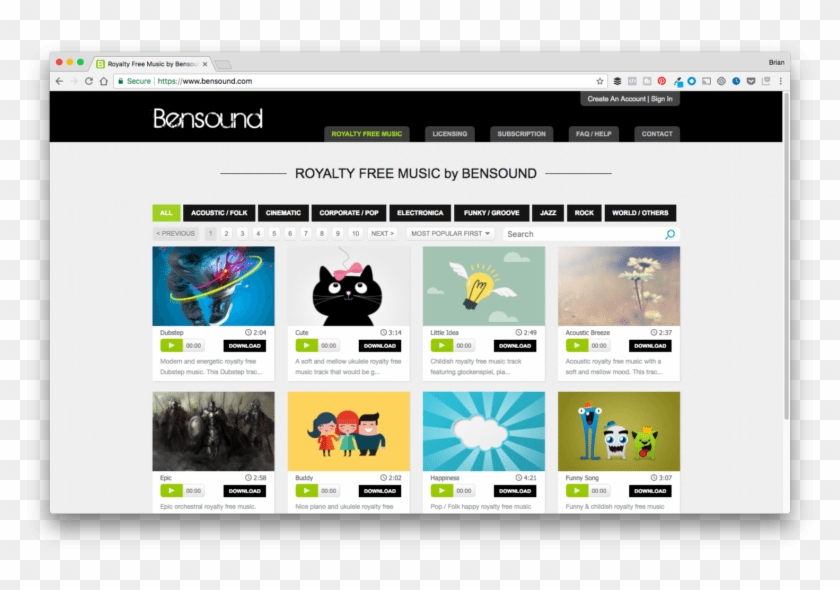 Bensound Background Music Page Preview - Music Clipart