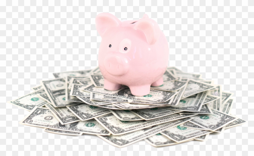 Png Pig Bank With Dollars - Piggy Bank With Money Clipart #2783346