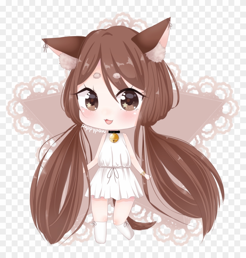 Png Image With Transparent Background - Chibi Cat Girl With Black Hair Clipart