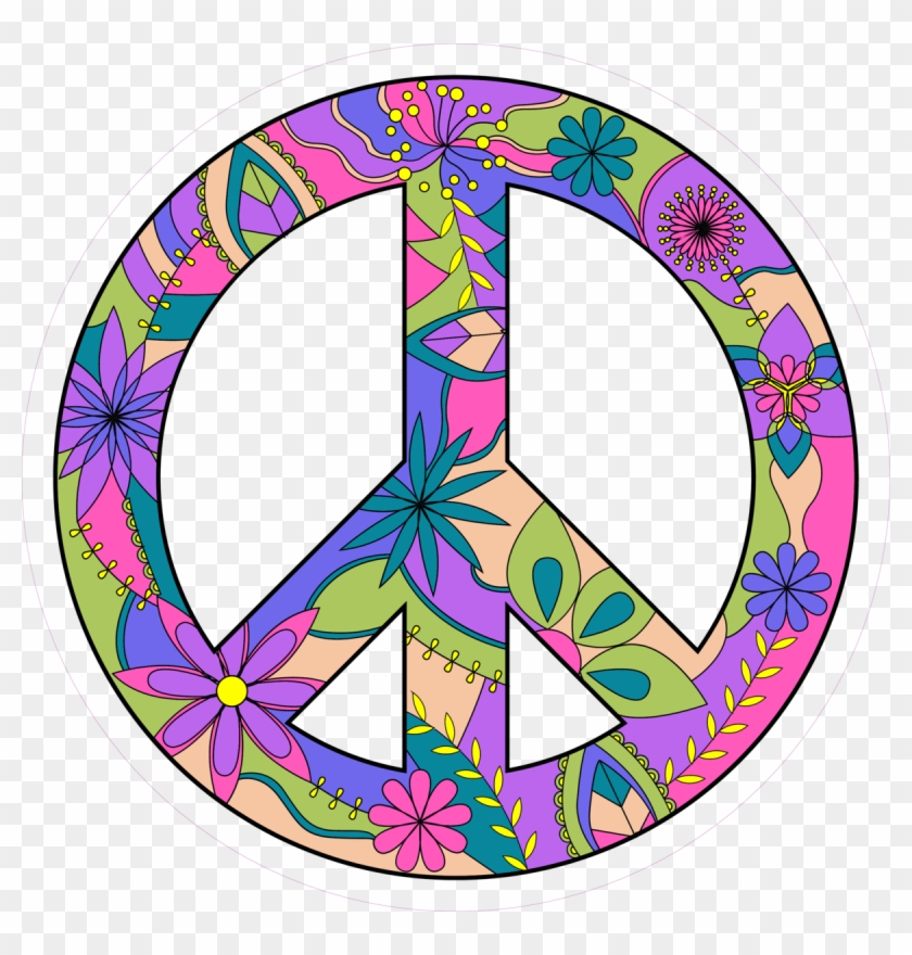 Purple Floral Peace Sign Sticker - Centro Psicopedagogico La Paz Zacatecoluca Clipart #2785486