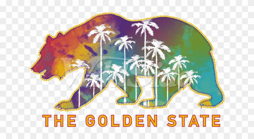 Cali Bear With Palm Trees - Graphic Design Clipart