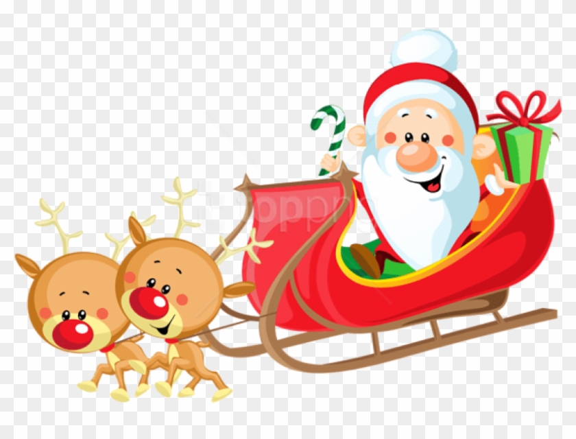 Free Png Cute Santa With Sleigh Png - Santa On Sleigh Clipart Transparent Png #2791264