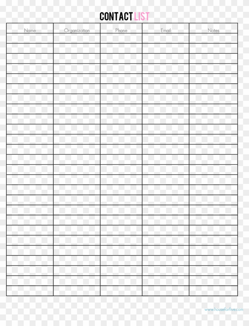 Moving Contact List-0 1,237×1,600 Pixels Household - Blank Printable Sign In Sheet Template Clipart #2793273