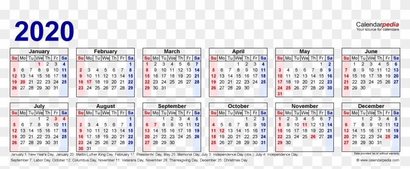 2020 Calendar Png Transparent Image - Calendar Clipart