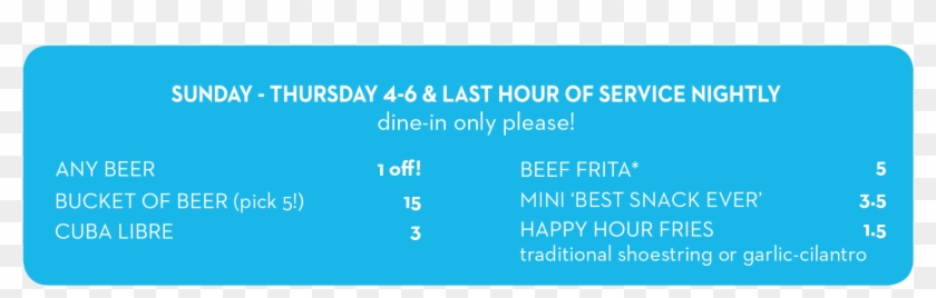 Frita Happy Hour Menu - Electric Blue Clipart #2795378